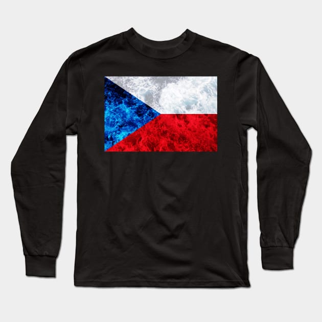 Flag of Czech Republic – Ocean Waves Long Sleeve T-Shirt by DrPen